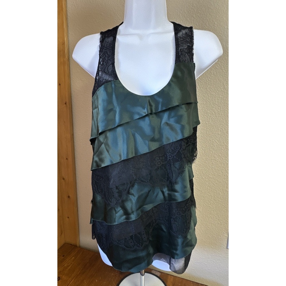 Poleci Silk tiered Lace Racerback sleeveless Cami Top Babydoll Coquette Sexy